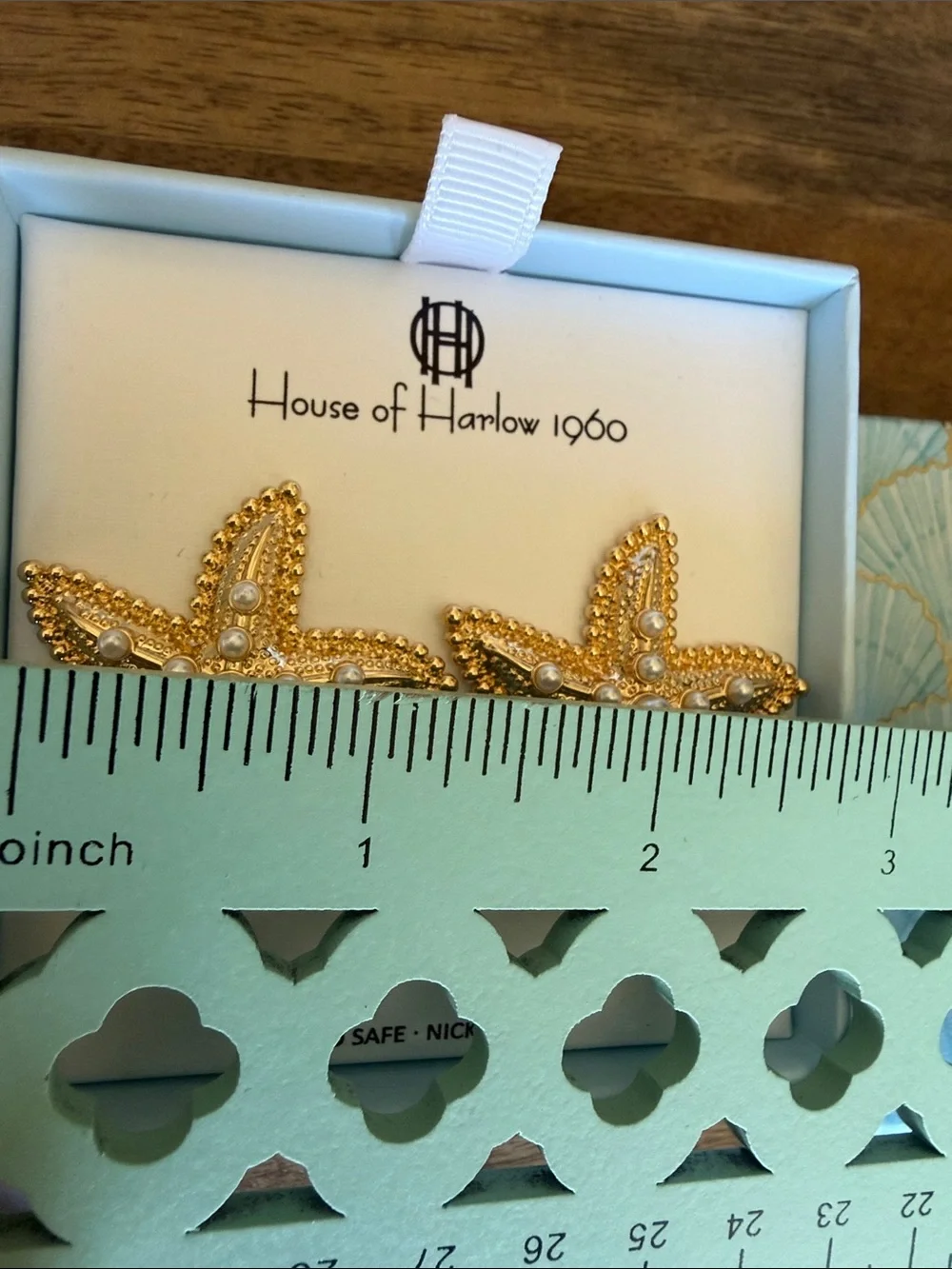 House of Harlow 1960 Gold-tone Starfish Earrings with Pearls